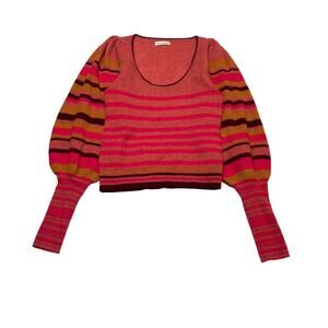 Ulla Johnson Kariana Stripe Cashmere Balloon Sleeve Sweater Medium Lili Reinhart